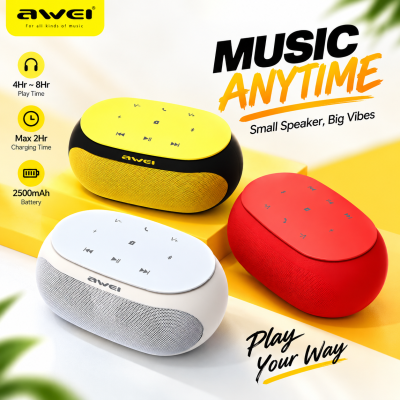 Awei Y200 Portable Wireless Bluetooth Speaker – 9W Dual Drivers, Bluetooth 4.2, TF Card & AUX Support, 2500mAh Battery with 6 Months Warranty